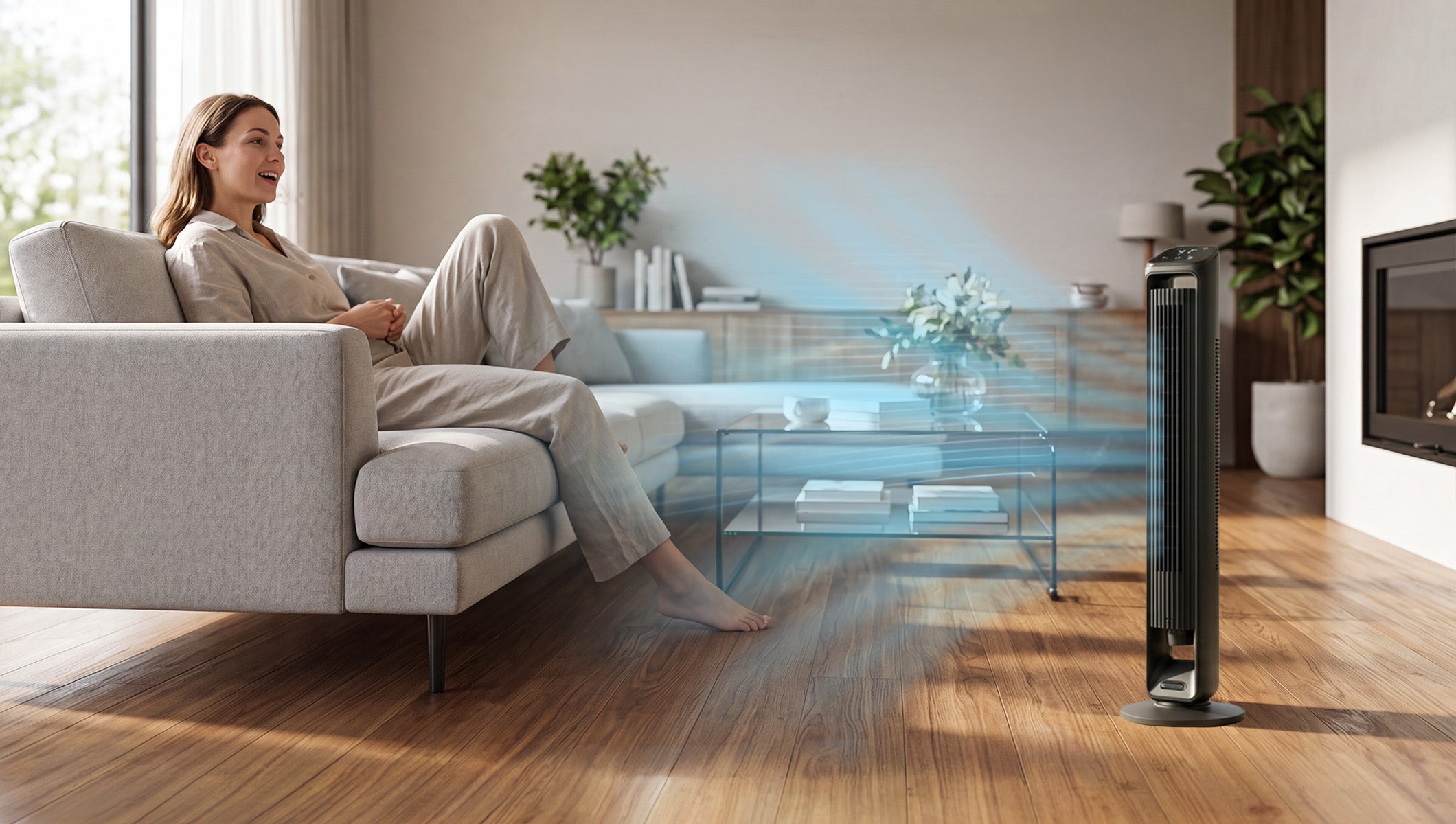 Hands-Free Cooling for Mobility-Limited Users: Smart Tower Fans for Caregivers