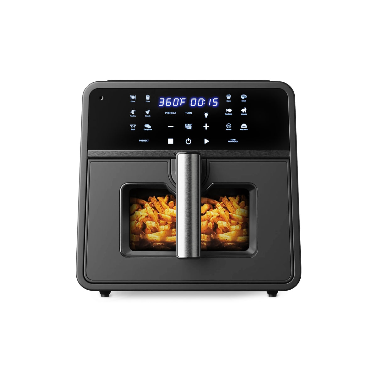 Emerson SmartVoice 10QT 6-in-1 Air Fryer ES1003 with digital display and sleek black finish, perfect for smart home kitchens.
