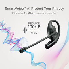 Emerson NoiseZero Open-Ear Earphones, Smart AI Mic Cancelling 99.999% Noise Max Privacy, Wireless Bluetooth IPX4 (Black)