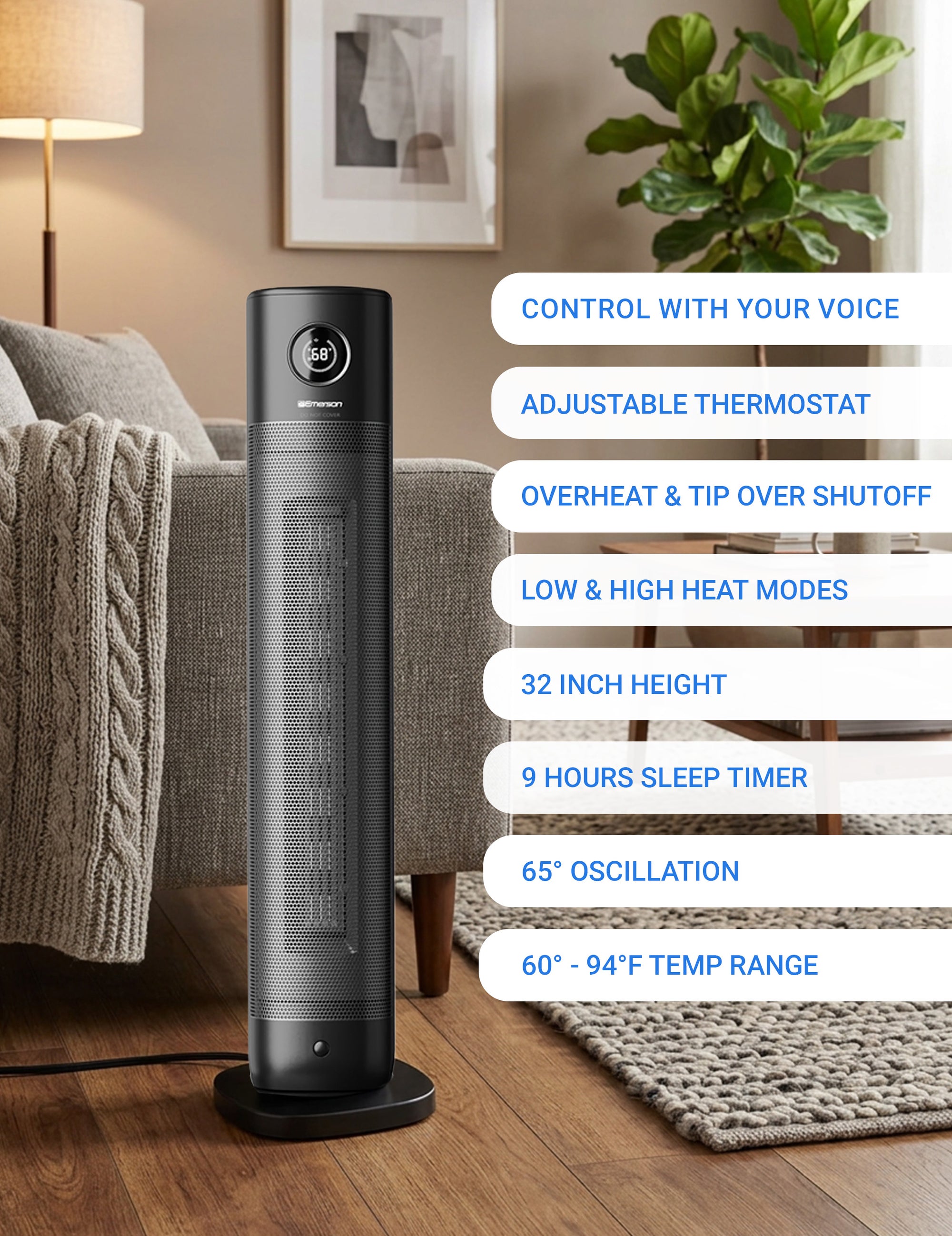 Emerson SmartVoice 32" Tower Space Heater ES200FR