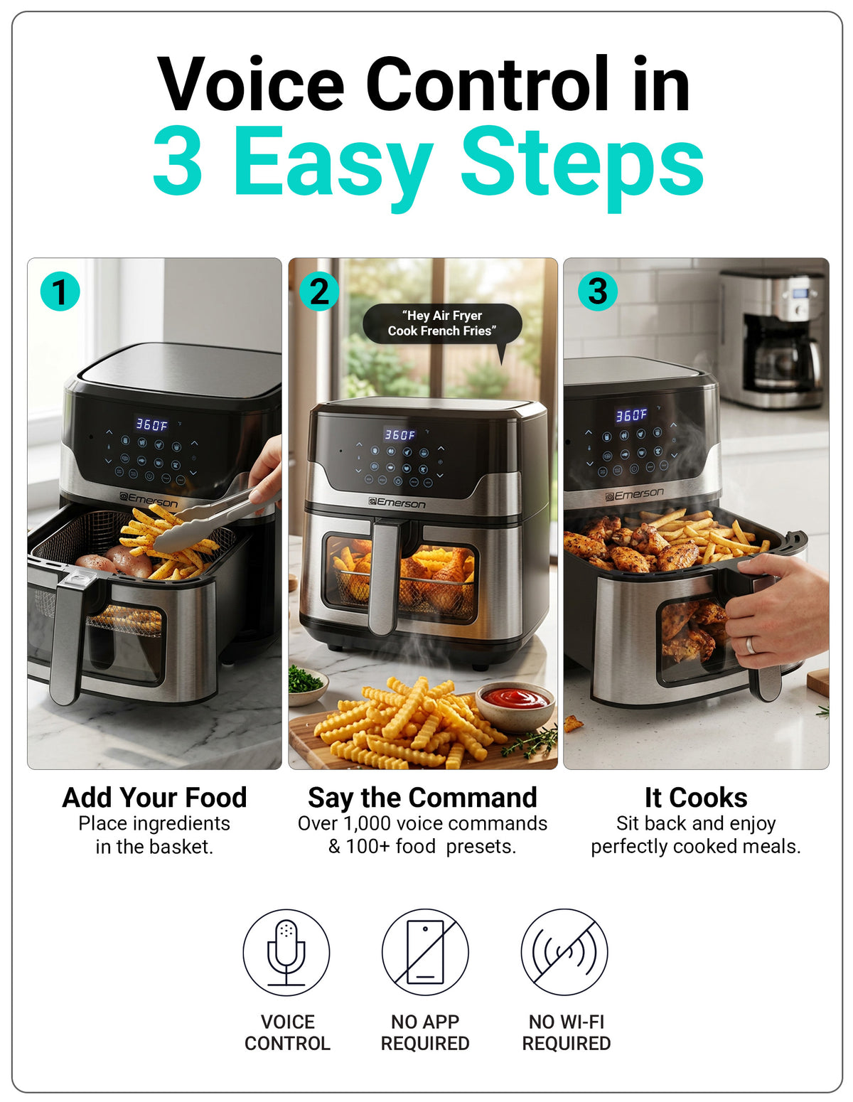 Emerson SmartVoice 5.3QT 6-in-1 Air Fryer ES5503