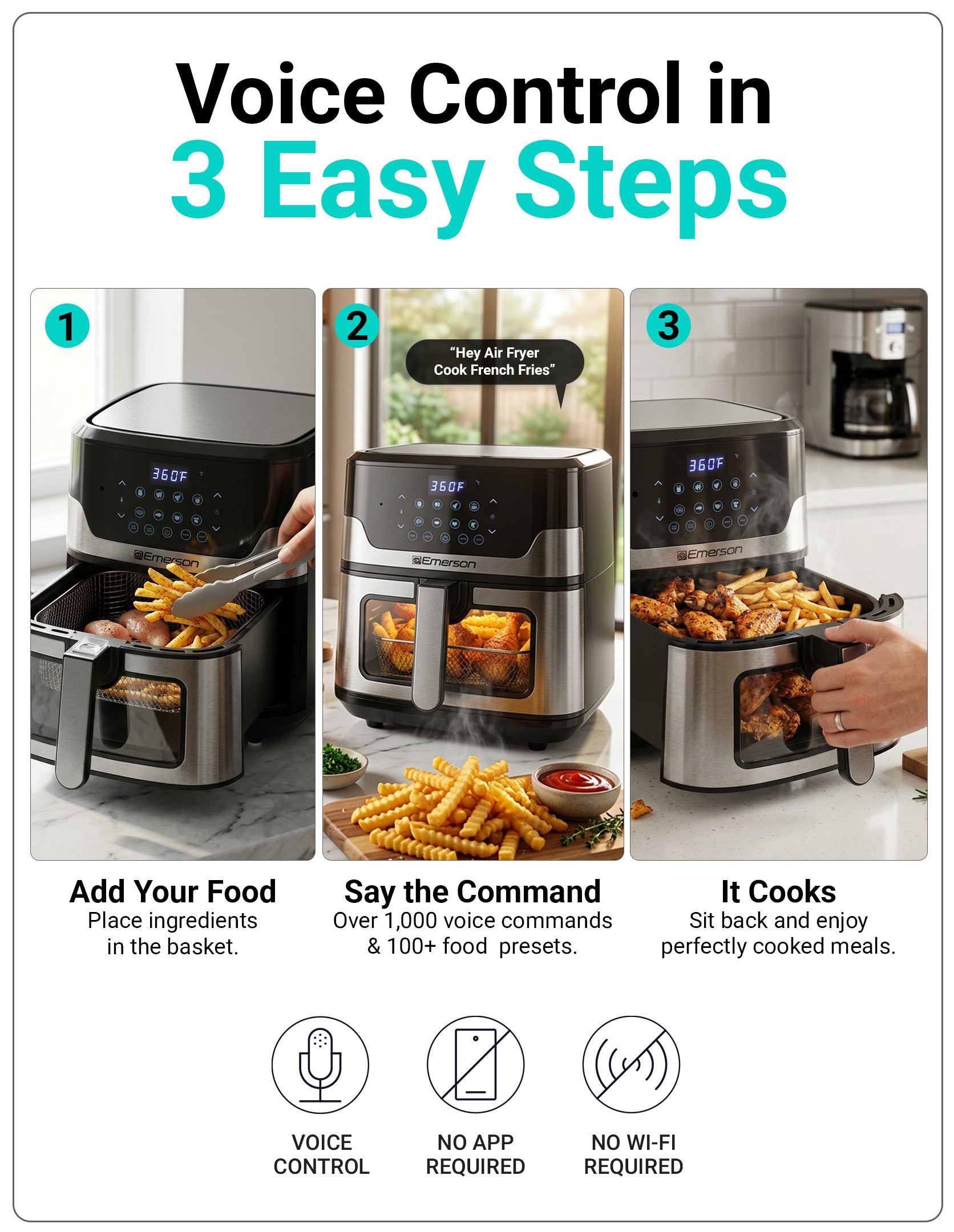 Emerson SmartVoice 5.3QT 6-in-1 Air Fryer ES5503