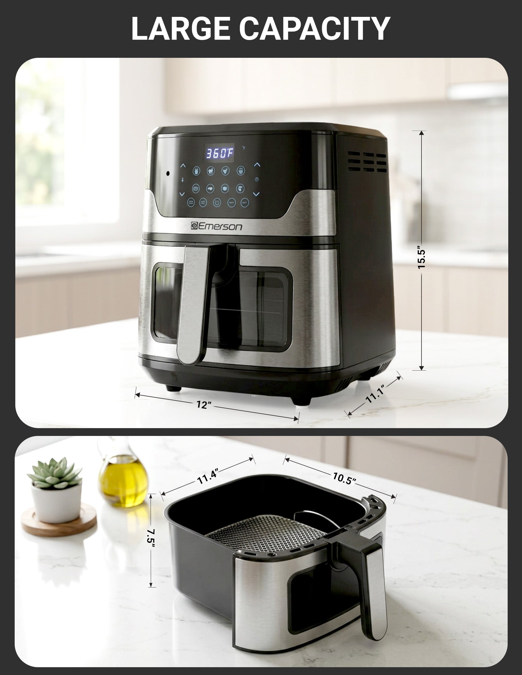 Emerson SmartVoice 5.3QT 6-in-1 Air Fryer ES5503