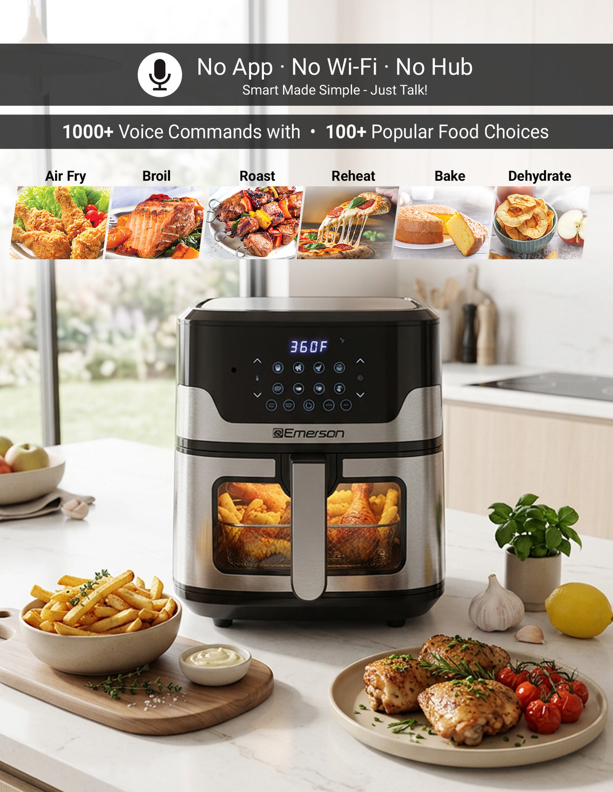 Emerson SmartVoice 5.3QT 6-in-1 Air Fryer ES5503