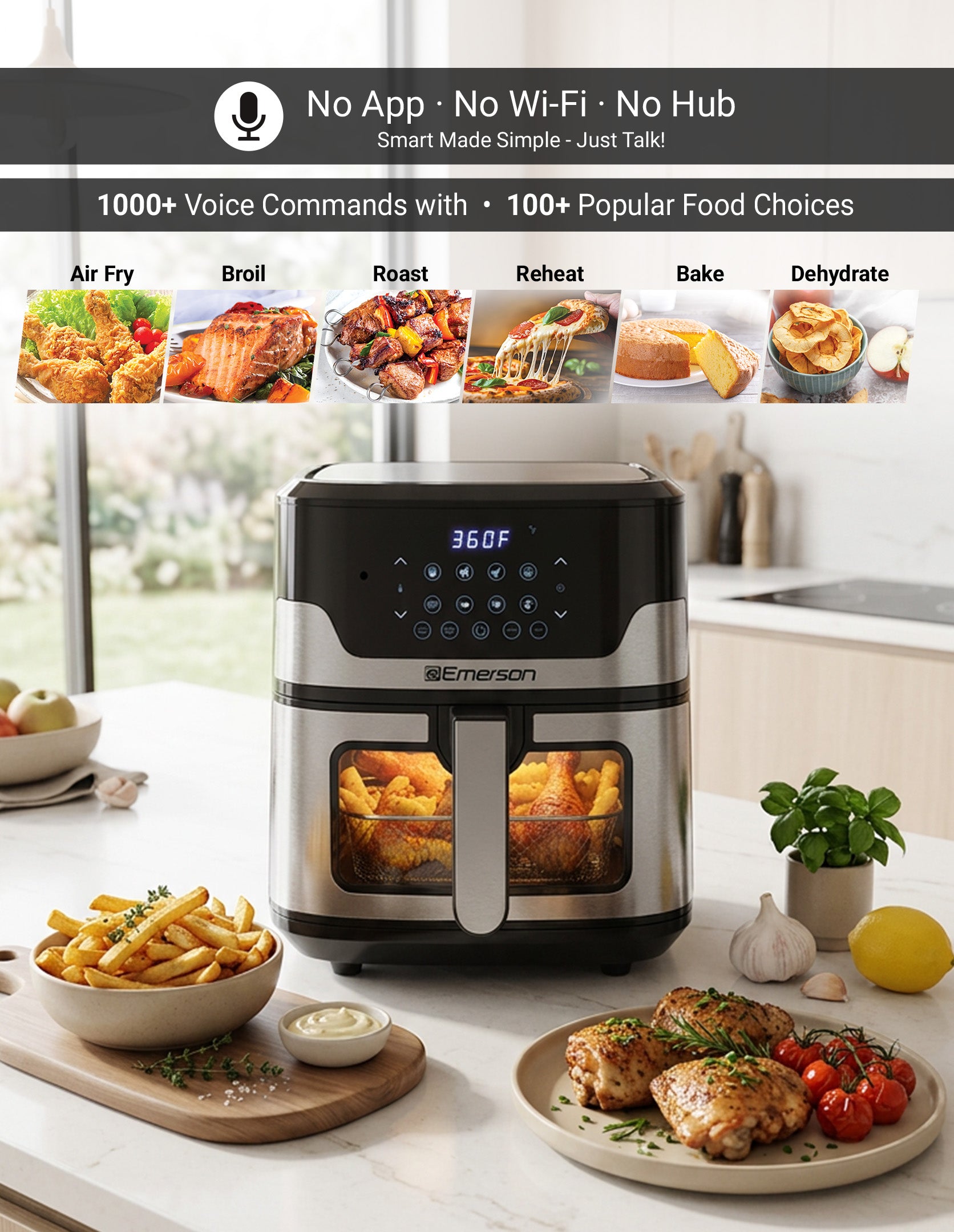 Emerson SmartVoice 5.3QT 6-in-1 Air Fryer ES5503